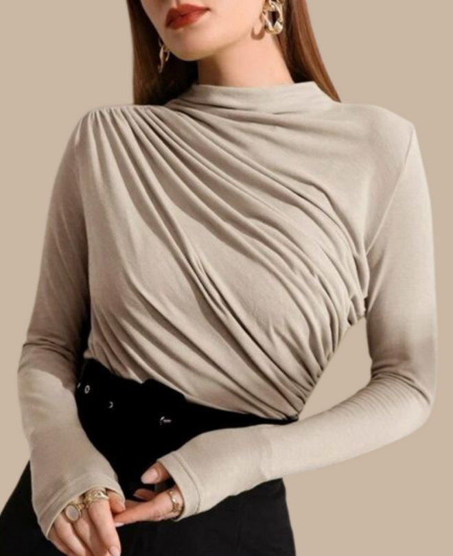 Ad. Mall - SOIE Glamour - Pull Basique à Fronces