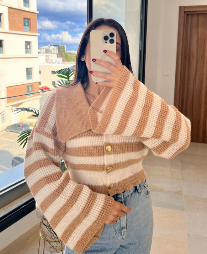 Cardigan en Laine à Rayures