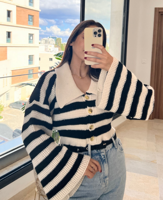 Cardigan en Laine à Rayures