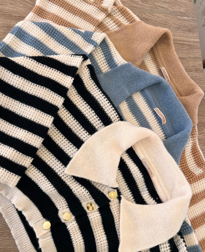 Cardigan en Laine à Rayures