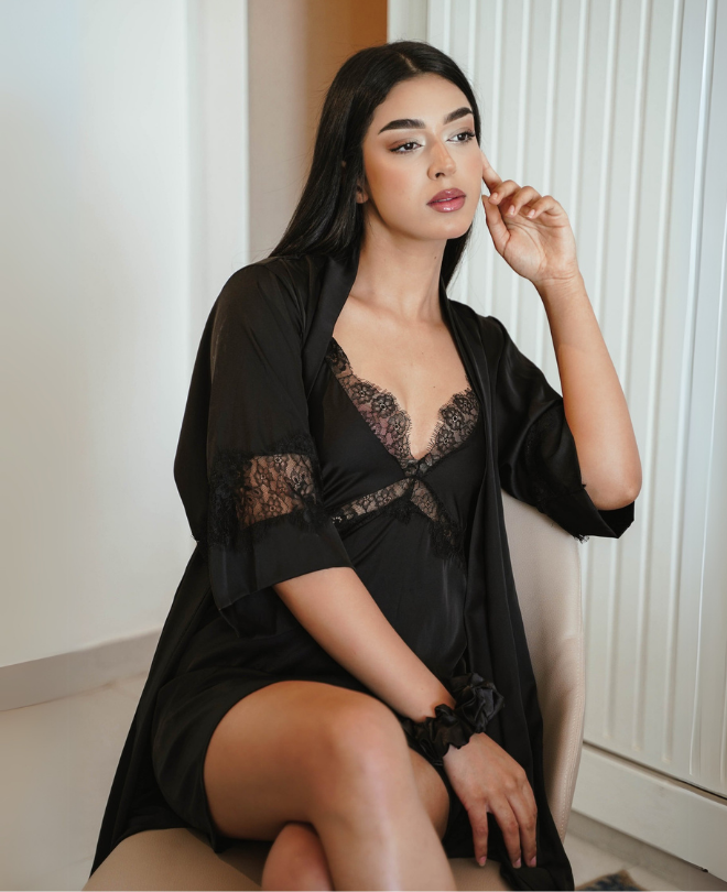 Ad. Mall - SOIE Glamour - Nuisette et Déshabillé en Soie
