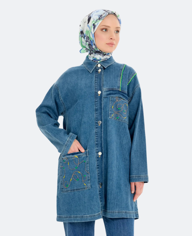 Veste en Jean Brodée