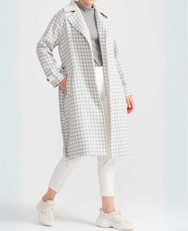 Ad. Mall - Tuğba Tunisia - Manteau Pied-de-Poule Ceinturé