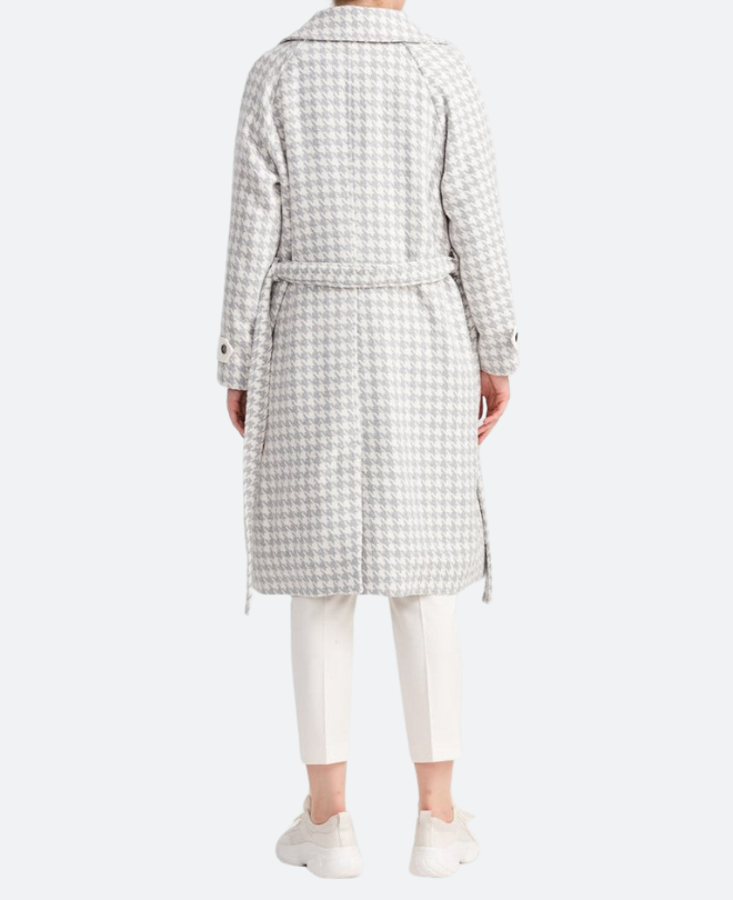 Manteau Pied-de-Poule Ceinturé