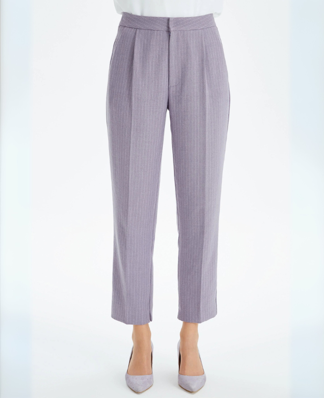 Pantalon rayé détaillé à plis