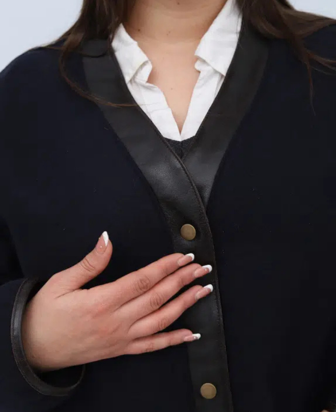Manteau Cachemire Texturé Cuir
