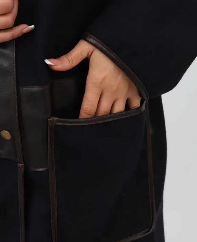 Manteau Cachemire Texturé Cuir