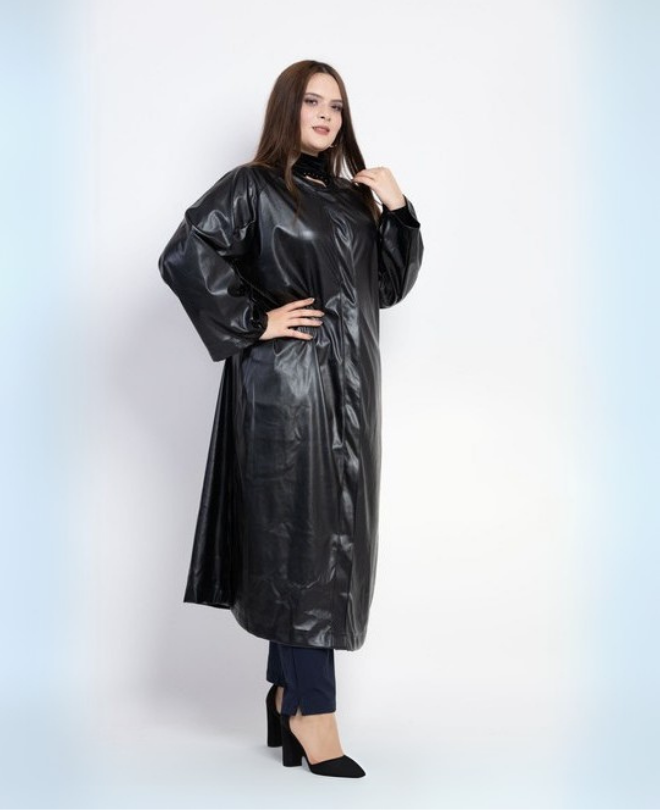 Veste Longue en Simili-Cuir