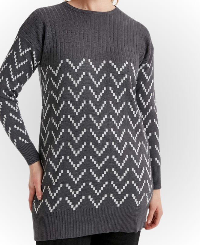 Tricot à Motifs à Col Rond