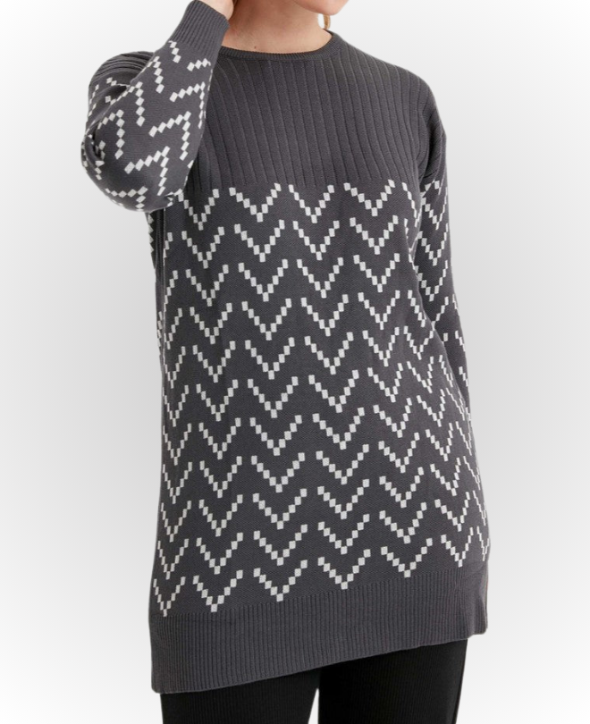 Tricot à Motifs à Col Rond