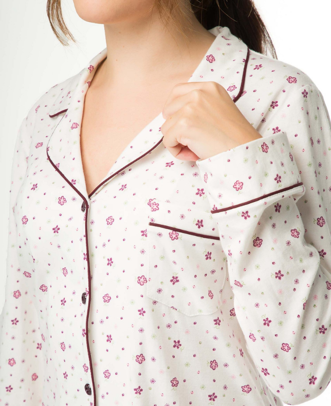 Pyjama Robe Chemise Coton Floral
